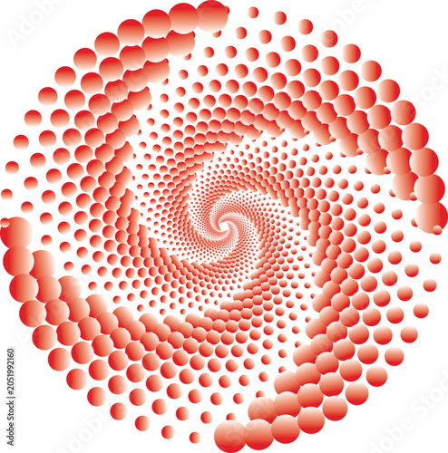 Schilderij op canvas Dynamic crimson dot vortex illustration creating an immersive abstract spiral pa