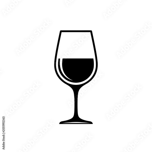 Tableau sur toile Minimalist Icon of Red Wine Glass Filled Halfway