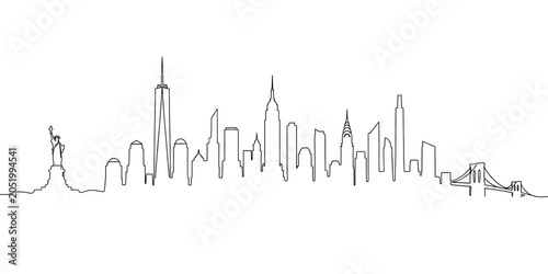 newyork cityline line art , line drawing