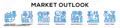 Bild auf Leinwand blue - Market Outlook web banner icon vector illustration concept