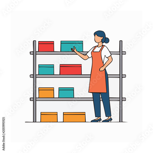 Woman organizing boxes on a shelf
