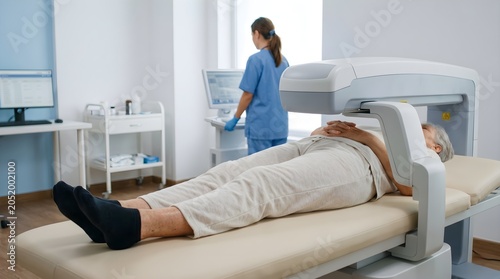 Senior Bone Density Screening Procedure and Osteoporosis Scan in Clinic