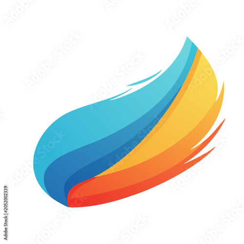 Abstract colorful flowing shape on white background