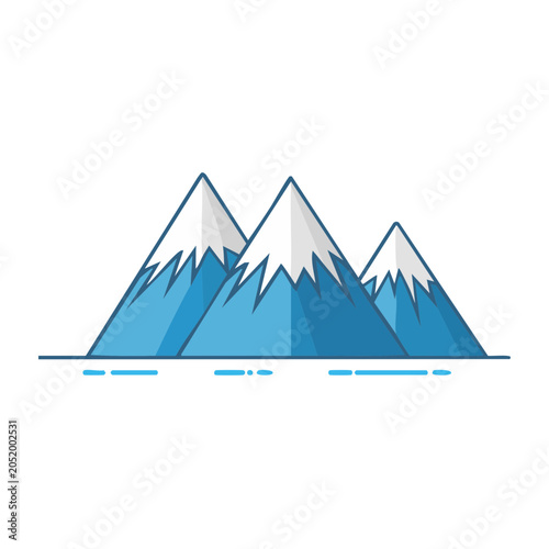 Flat design illustration of snowy mountains
