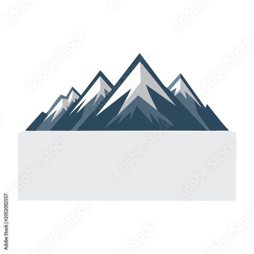 Flat design mountain range with blank banner for text