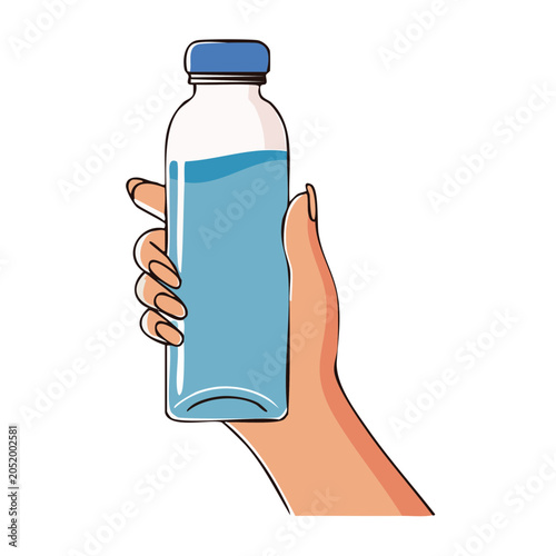 Hand holding a bottle of water