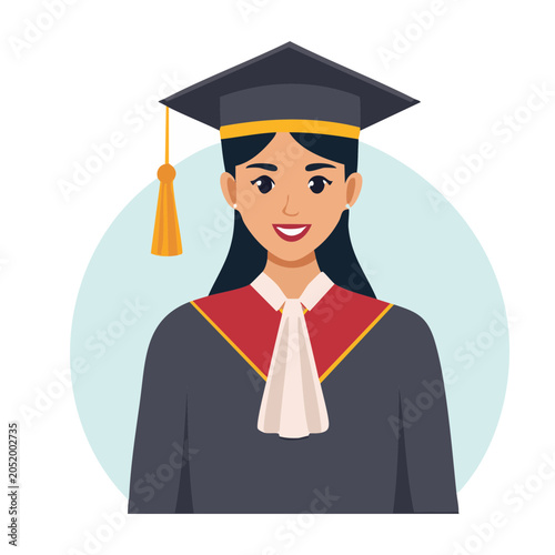 Woman graduate in cap and gown