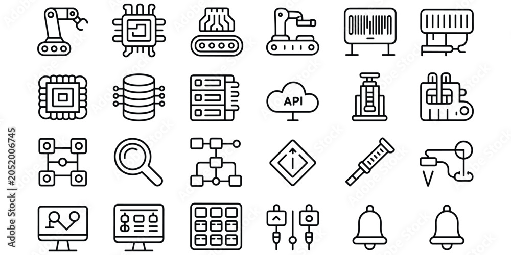 Fototapeta premium Modern abstract line icons set for digital user interface design and software application menus