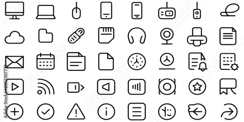 Obraz na płótnie Technology icons computer laptop mouse phone network cloud document data transfe