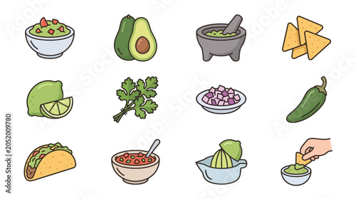 Foto Colorful ingredients for making guacamole and tacos