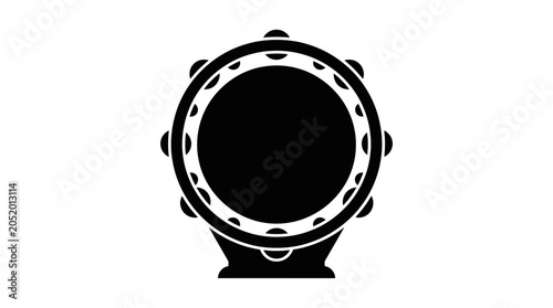 фотографія Black Tambourine Icon Isolated on White Background