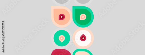 Foto Colorful droplet shapes arranged vertically against gray background