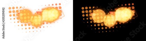 PNG image of Abstract orange and yellow halftone pattern, modern digital art illustration, vibrant graphic design element, dynamic visual texture for creative projects isolated on Transparent