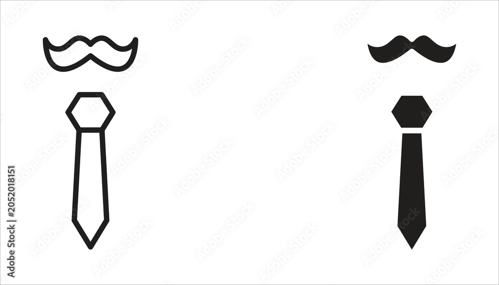 Naklejka premium Father's Day icon set. Mustache, hat, glasses. White background.
