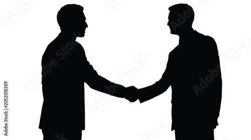 Businessman silhouette stands in a formal pose to represent a professional connection while waiting to complete a successful negotiation in a clean environment that provides extensive copy space.