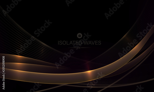 An illustration featuring an isolated wavy pattern with glitter on a black background.