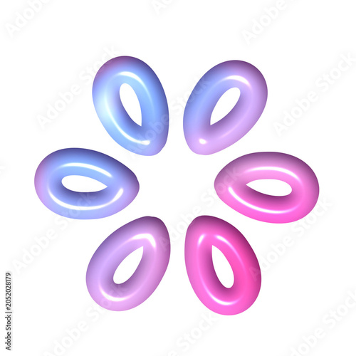Glossy Pastel 3D Donut Ring Shapes Collection Isolated on Transparent Background