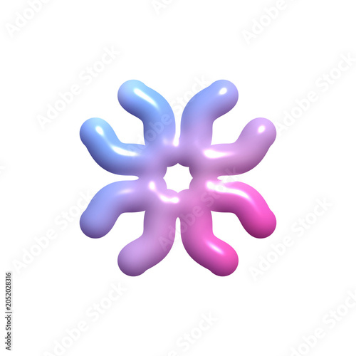 Glossy Pastel 3D Abstract Flower Shape Isolated on Transparent Background