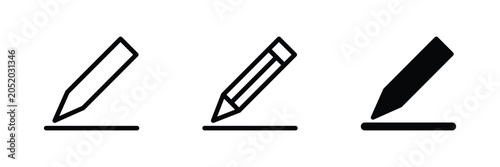 Edit icon, write or create buttons for note, document with pencil symbol. Transparent vector and PNG sign