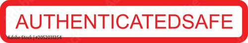 Foto Red rectangular stamp with the words authenticated safe isolated on transparent