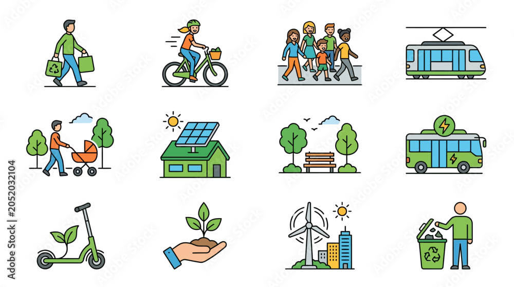 Fototapeta premium Eco-friendly activities promoting sustainability in city