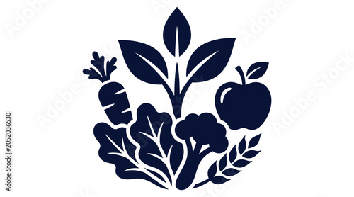 Plant based diet vegetables icon for healthy food design