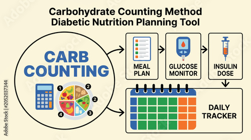 Картината върху платно Carbohydrate Counting Method Diabetic Nutrition Planning Tool