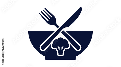 Healthy food bowl with vegetables icon for diet app design