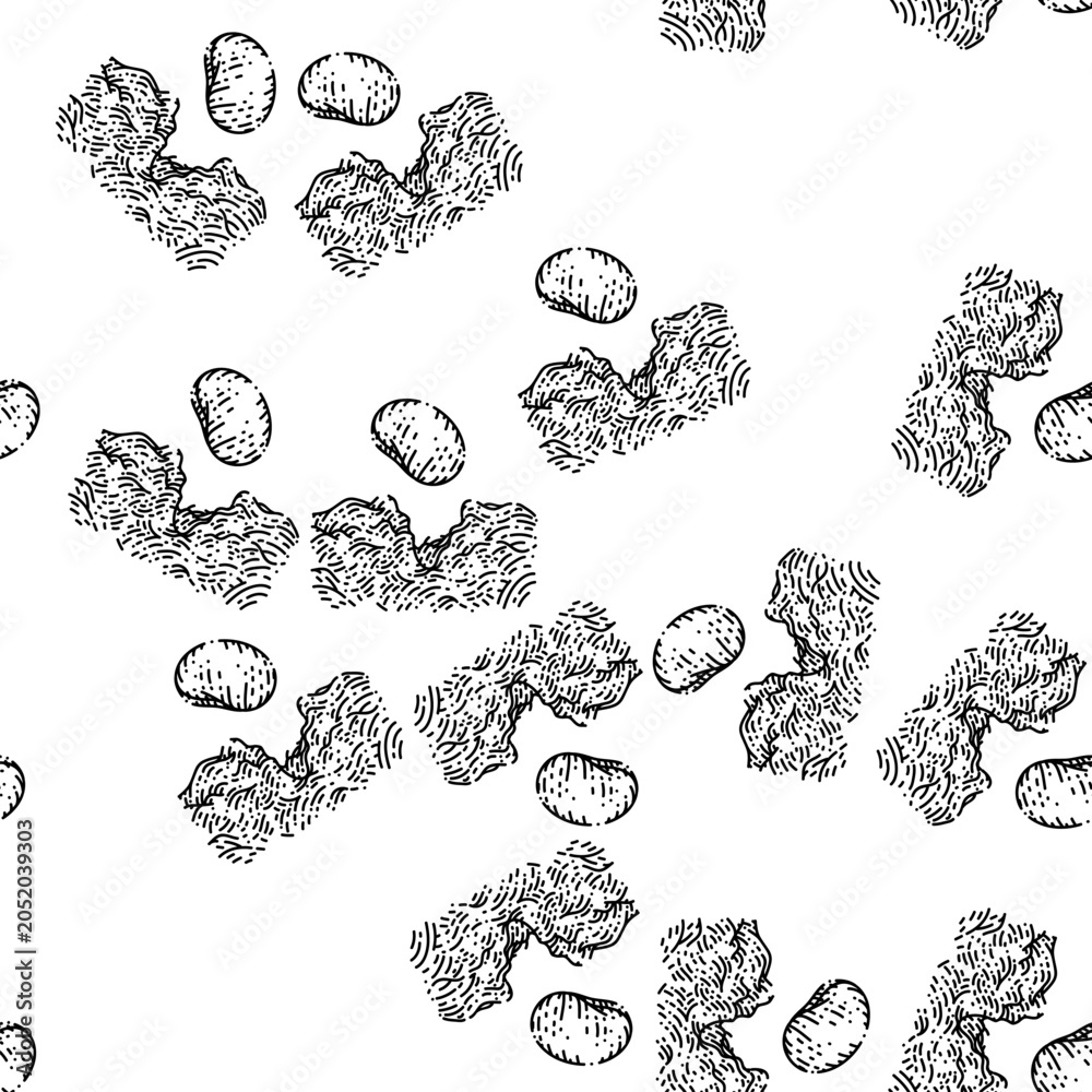 Fototapeta premium seamless pattern seed sketch hand drawn vector plant vegetable, farm garden, nature bean