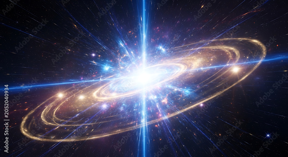 Fototapeta premium Vibrant Galactic Core with Energetic Jets and Swirling Nebulae.