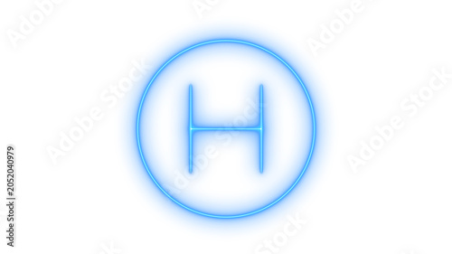 Bild auf Leinwand Glowing neon letter H icon isolated on transparent background