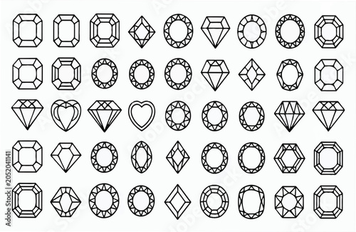Various diamond and gemstone shapes are illustrated in a graphic design Untitled-9.eps