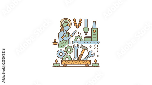 Φωτογραφία Goddess of Innovation Engaged in Modern Crafting