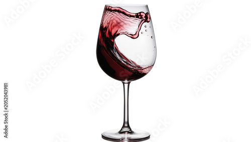 Obraz na płótnie Red wine splashing inside a clear glass goblet, isolated on transparent backgrou