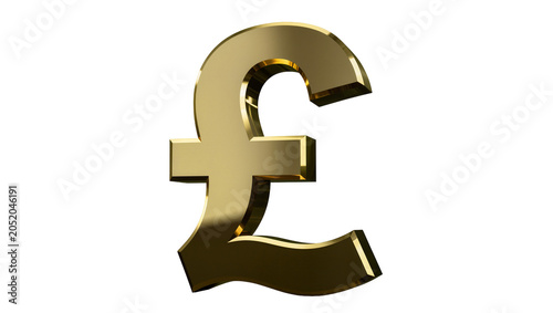 Canvastavla Shiny golden pound sterling symbol, isolated on transparent background