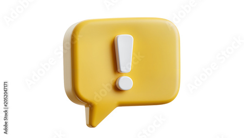 Canvas-taulu Yellow speech bubble with white exclamation mark, isolated on transparent backgr