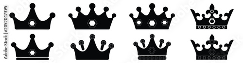 Foto icon set of crowns, especially women, with a white background