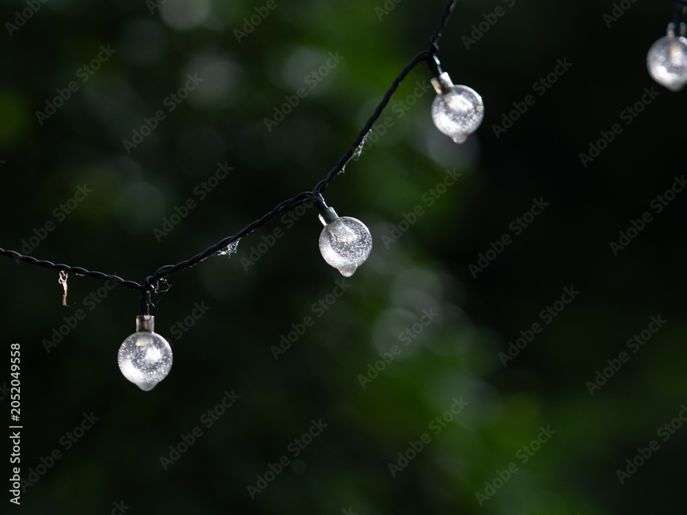 Fototapeta premium Raindrops on LED Glass Light Bulb with Reflections