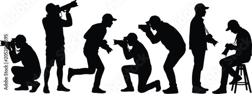 Foto Professional Photographer Silhouette Collection Featuring Camera Shooting Poses