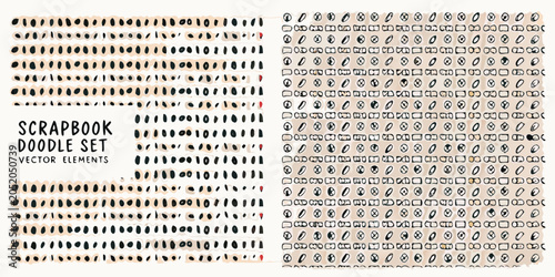 Canvas Print Doodle pattern featuring rows of small circles and oblong shapes vector illustra