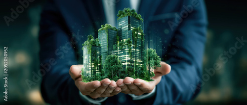 Green building sustainable business eco friendly green city office tower urban forest corporate environment clean energy innovation, Businessman