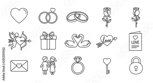 Foto Wedding Engagement Love Symbols Icons.