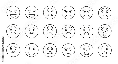 Quadro su tela Collection of various emoticon faces.