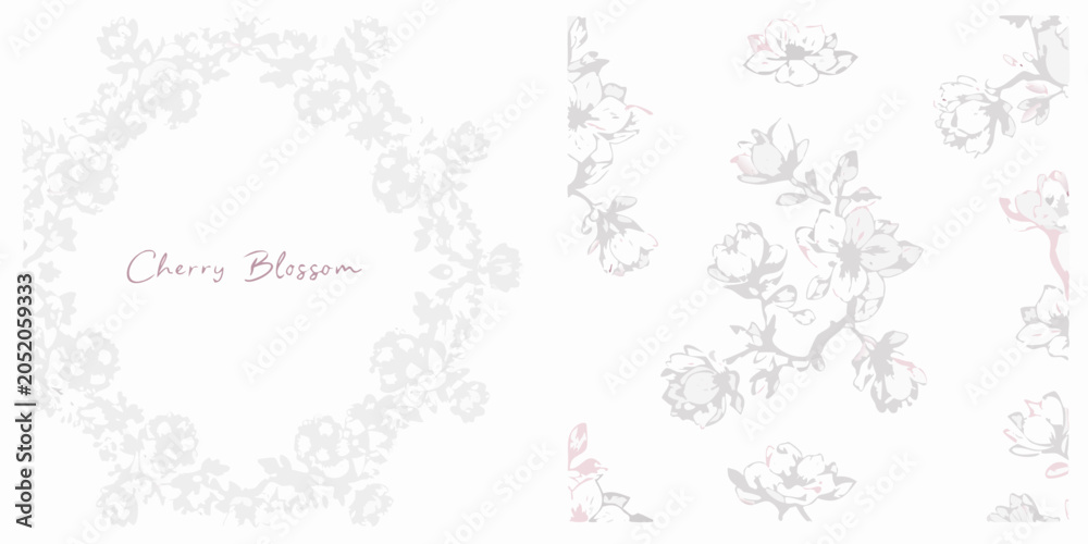 Obraz premium Cherry blossom floral ornament a delicate vector illustration with pale pink and gray tones cherryblossom