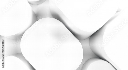 Obraz na płótnie Abstract geometric shapes with halftone dot patterns overlayed on a transparent checkered background, creative design elements