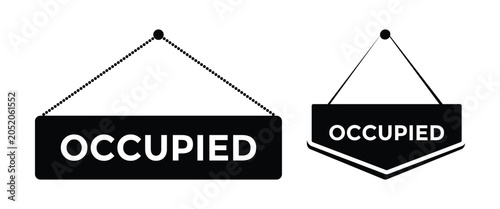 Vászonkép Occupied Sign Icon Set – Hanging Door Tag, Room Status & Vacancy Notice Vector C