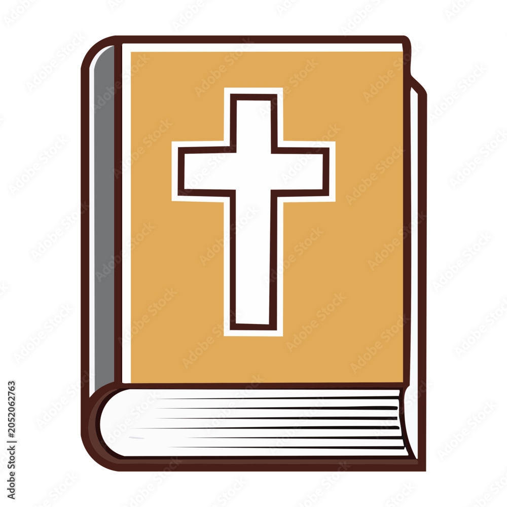 Fototapeta premium Flat design icon of a Bible with a Christian cross