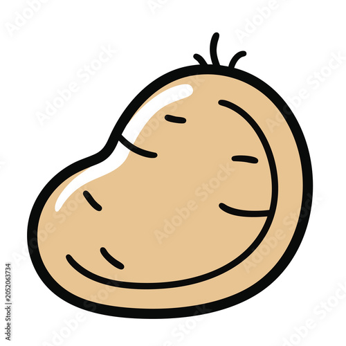 Cartoon vector illustration of a fresh brown potato.