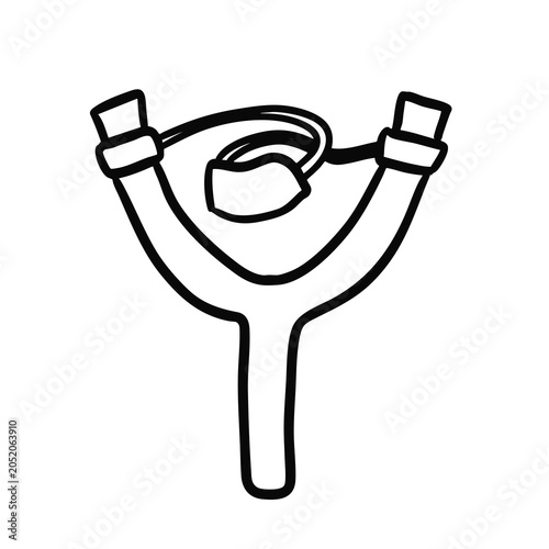 Simple Hand Drawn Illustration of a Slingshot Weapon.