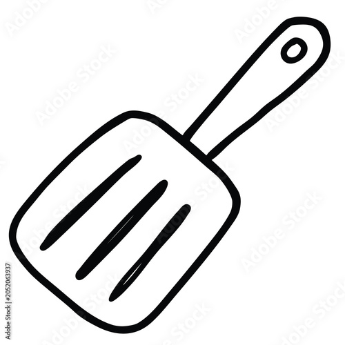 Simple Hand Drawn Illustration of a Kitchen Spatula.
